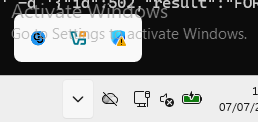 The agent running quietly in the VM system tray